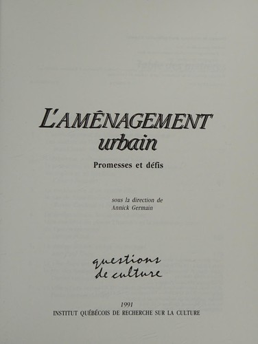 Cover for L' Aménagement urbain