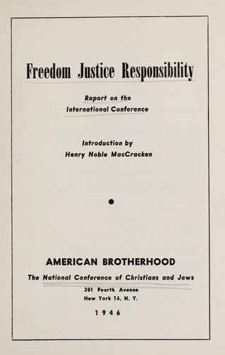 Cover for Freedom, justice, responsibility