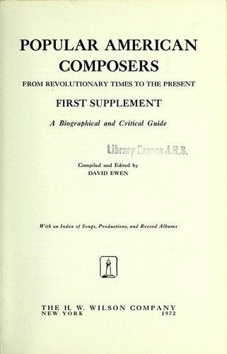 Cover for Popular American Composers