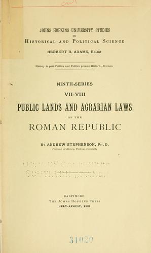 Cover for Public lands and agrarian laws of the Roman republic
