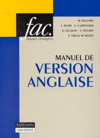 Cover for Manuel de version anglaise