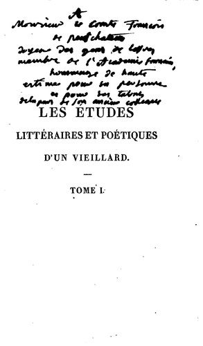 Cover for Les études littéraires et poétiques d'un vieillard; ou, Recueil de divers ...