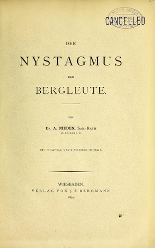 Cover for Der Nystagmus der Bergleute