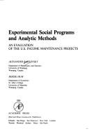 Cover for Experimental social programs and analytic methods