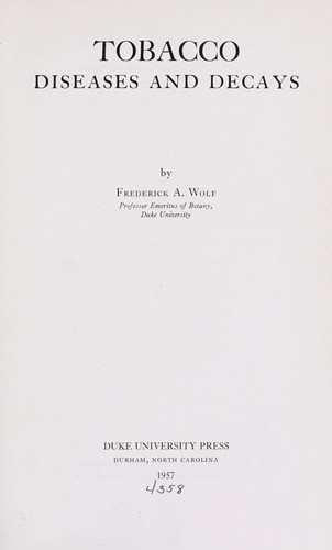 Cover for Tobacco diseases and decays.