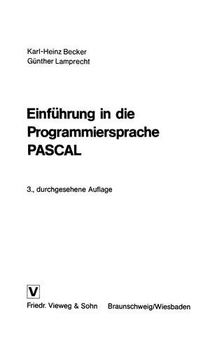 Cover for Einführung in die Programmiersprache PASCAL