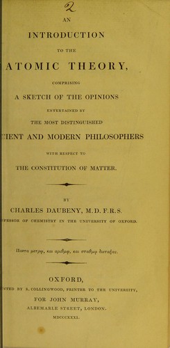 Cover for An introduction to the atomic theory