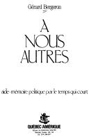 Cover for A nous autres