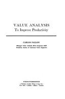 Cover for Value analysis to improve productivity.