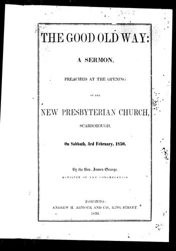 Cover for The good old way