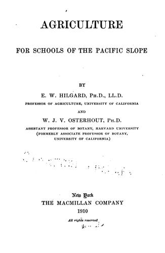 Cover for Agriculture for schools of the Pacific slope