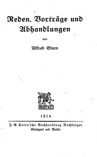 Cover for Reden, Vorträge und Abhandlungen