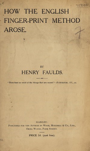 Cover for How the English fingerprint method arose