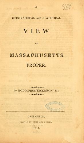 Cover for A geographical and statistical view of Massachusetts proper.