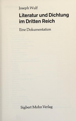 Cover for Literatur und Dichtung im Dritten Reich