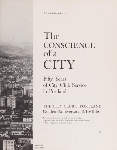 Cover for The conscience of a city