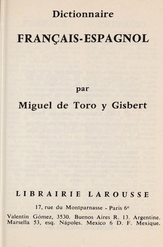 Cover for Dictionnaire français espagnol
