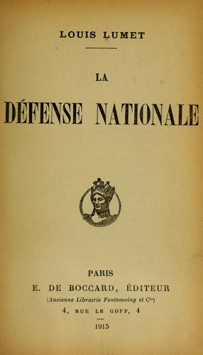 Cover for La défense nationale