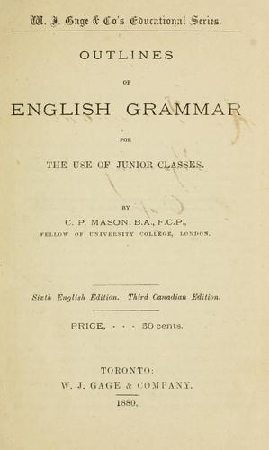 Cover for Outlines of English grammar for the use of junior classes