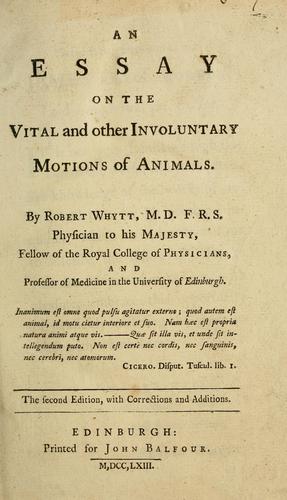 Cover for An essay on the vital and other involuntary motions of animals