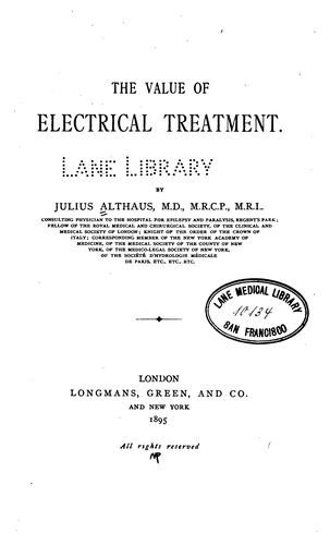 Cover for The Value of Electrical Treatment