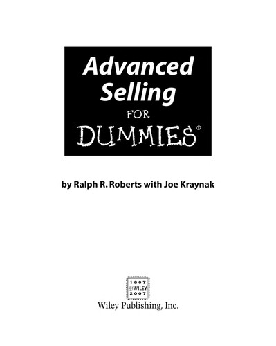 Cover for Advanced selling for dummies