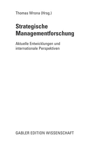 Cover for Strategische Managementforschung