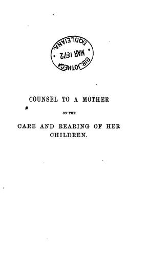 Cover for Counsel to a mother, a continuation of 'Advice to a mother'.