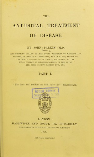 Cover for The antidotal treatment of disease