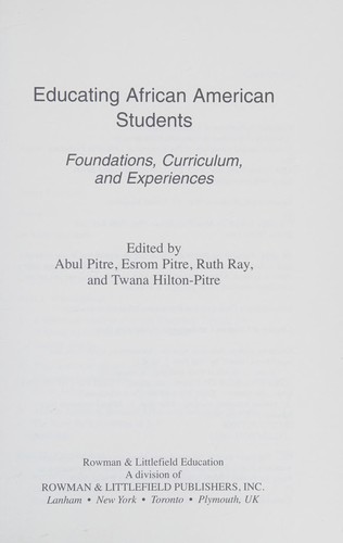 Cover for Educating African American students