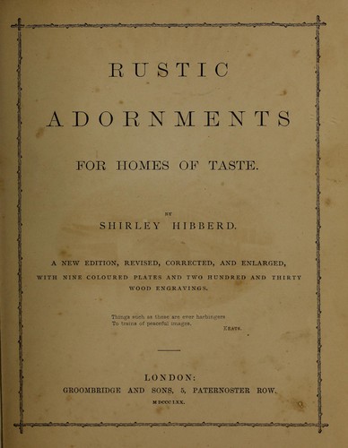 Cover for Rustic adornments for homes of taste