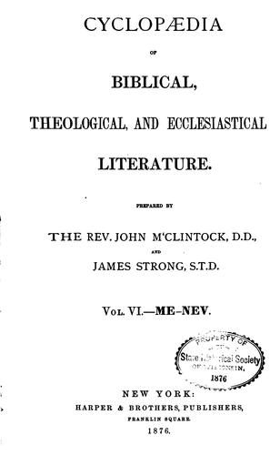 Cover for Cyclopaedia of Biblical, Theological, and Ecclesiastical Literature