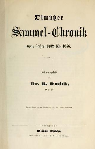 Cover for Olmützer Sammel-Chronik vom Jahre 1432 bis 1656.