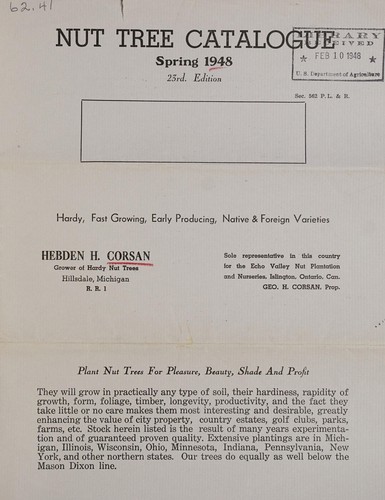 Cover for Nut tree catalogue, spring 1948