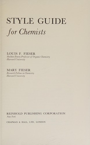 Cover for Style guide for chemists