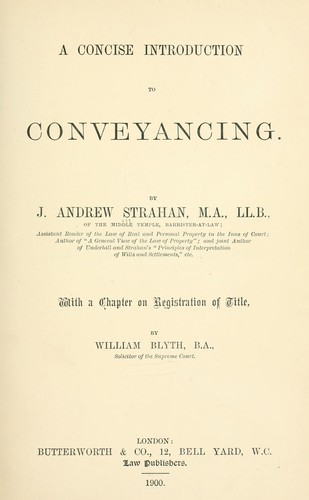 Cover for A concise introduction to conveyancing.