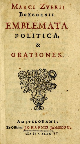 Cover for Emblemata politica & Orationes.