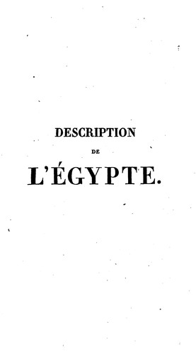 Cover for Description de l'Égypte