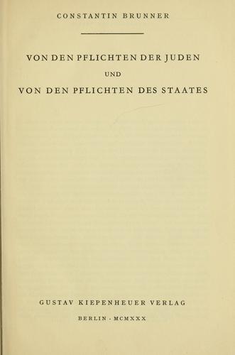 Cover for Von den pflichten der Juden und von den pflichten des staates.