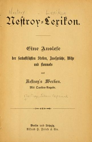 Cover for Nestroy-Lexikon