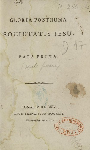 Cover for Gloria posthuma Societatis Jesu