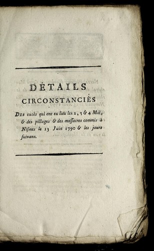 Cover for De tails circonstancie s des exce  s qui ont eu lieu les 2, 3 & 4 mai