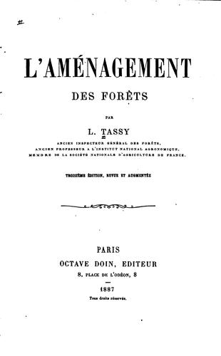 Cover for Études sur l'aménagement des forêts
