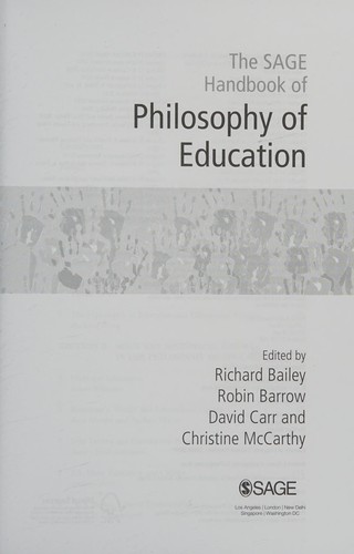 Cover for SAGE Handbook of Philosophy of Education