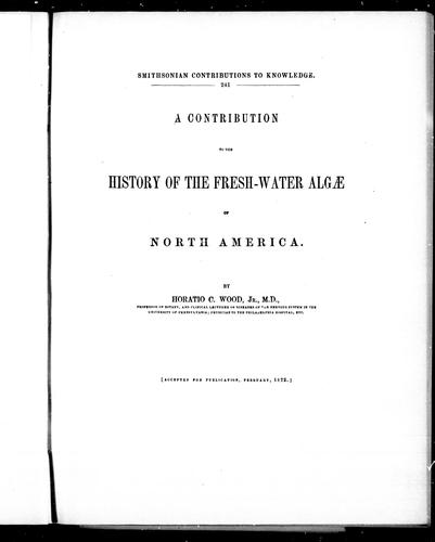 Cover for A contribution to the history of the fresh-water algae of North America