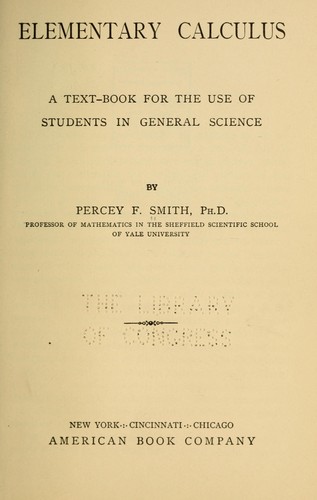 Cover for Elementary calculus