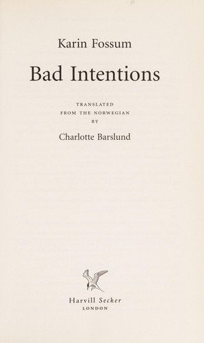 Cover for Bad intentions