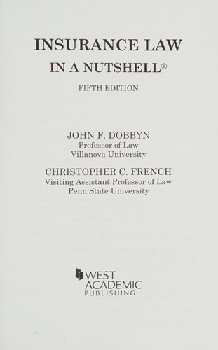 Cover for Insurance law in a nutshell