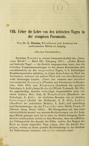 Cover for Ueber die Lehre von den kritischen Tagen in der croupösen Pneumonie