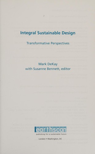 Cover for Integral sustainable design